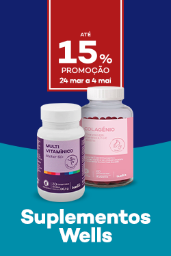Suplementos Wells com destaque promocional de at&eacute; 15% direto